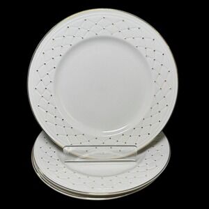 Gibson Golden Basket White & Gold Bread & Butter Dessert Plates 6" Set of 4 (B)